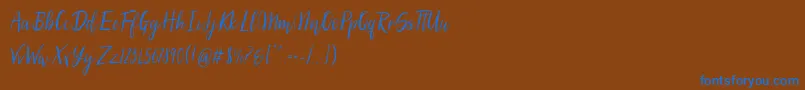 SilhouettoScript-Schriftart – Blaue Schriften auf braunem Hintergrund