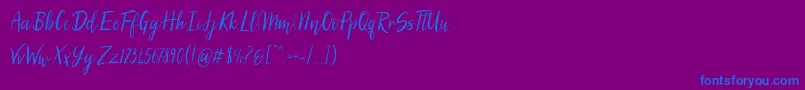 SilhouettoScript-Schriftart – Blaue Schriften auf violettem Hintergrund