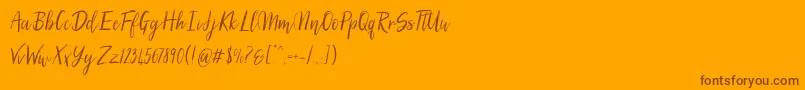 SilhouettoScript-Schriftart – Braune Schriften auf orangefarbenem Hintergrund