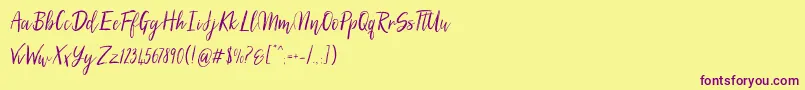 SilhouettoScript Font – Purple Fonts on Yellow Background
