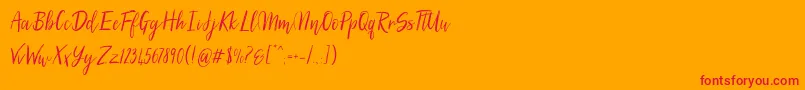 Fonte SilhouettoScript – fontes vermelhas em um fundo laranja