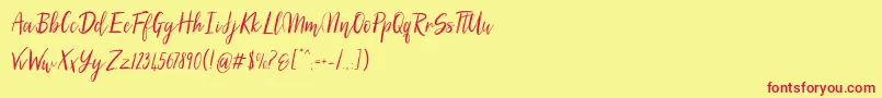 SilhouettoScript Font – Red Fonts on Yellow Background