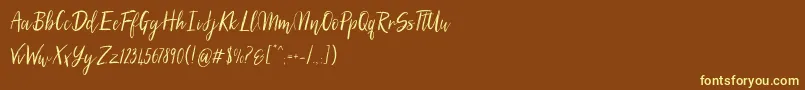 SilhouettoScript-Schriftart – Gelbe Schriften auf braunem Hintergrund