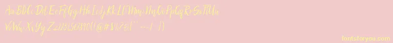 SilhouettoScript-Schriftart – Gelbe Schriften auf rosa Hintergrund