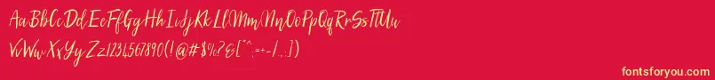 SilhouettoScript Font – Yellow Fonts on Red Background