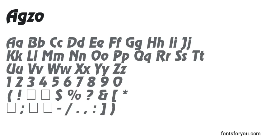 Czcionka Agzo – alfabet, cyfry, specjalne znaki