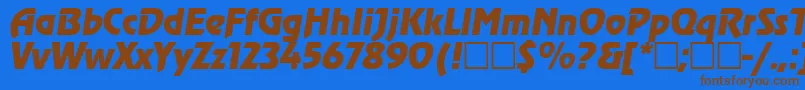 フォントAgzo – 茶色の文字が青い背景にあります。