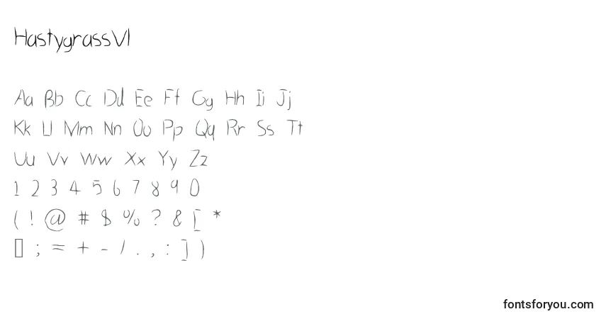Czcionka HastygrassVl – alfabet, cyfry, specjalne znaki
