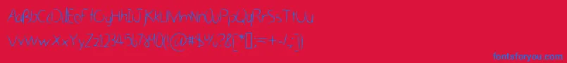 HastygrassVl-Schriftart – Blaue Schriften auf rotem Hintergrund