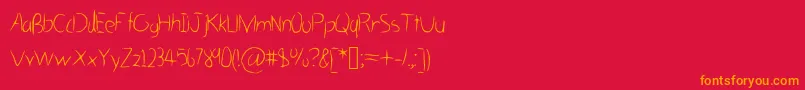 フォントHastygrassVl – 赤い背景にオレンジの文字