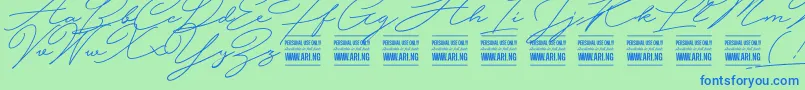 HijrnotesPersonalUseOnly Font – Blue Fonts on Green Background