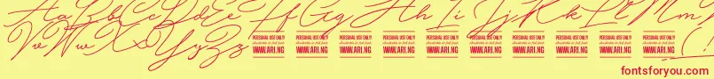 HijrnotesPersonalUseOnly Font – Red Fonts on Yellow Background