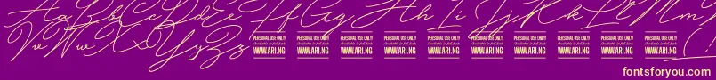 HijrnotesPersonalUseOnly Font – Yellow Fonts on Purple Background