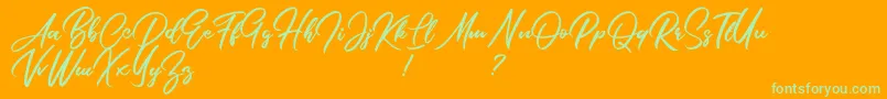 SouthamptonScriptDemo-Schriftart – Grüne Schriften auf orangefarbenem Hintergrund