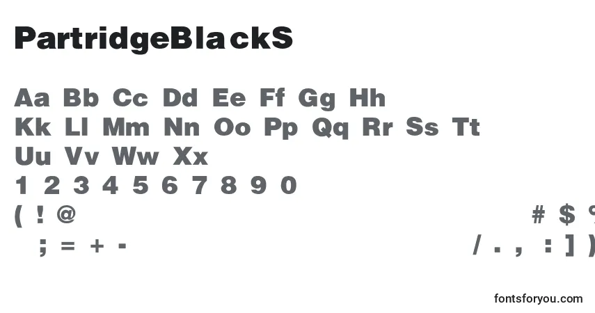 A fonte PartridgeBlackSemibold – alfabeto, números, caracteres especiais