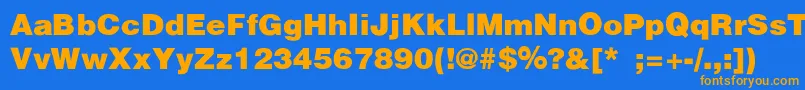 PartridgeBlackSemibold-Schriftart – Orangefarbene Schriften auf blauem Hintergrund