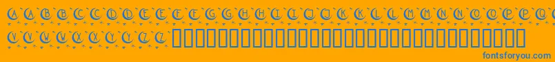 KrTwinkle-Schriftart – Blaue Schriften auf orangefarbenem Hintergrund