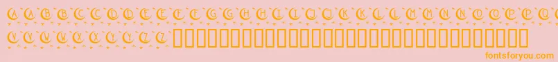 KrTwinkle-Schriftart – Orangefarbene Schriften auf rosa Hintergrund