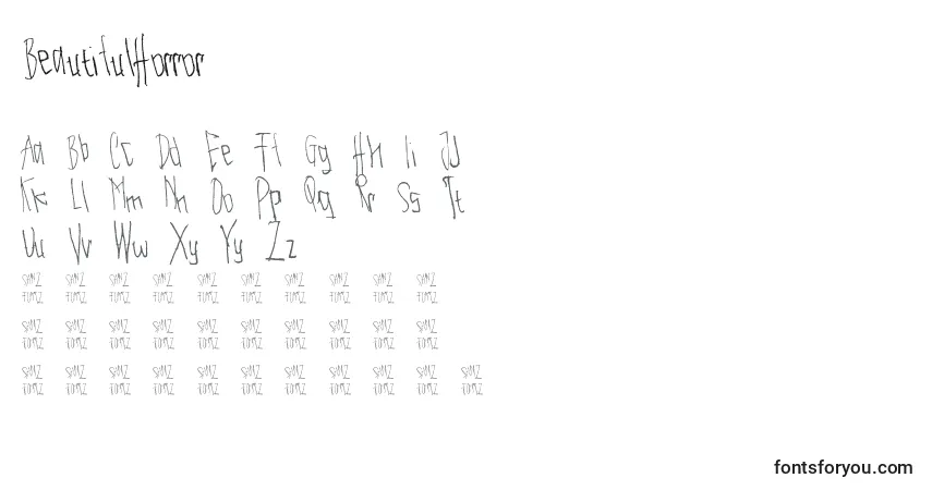 Schriftart BeautifulHorror – Alphabet, Zahlen, spezielle Symbole