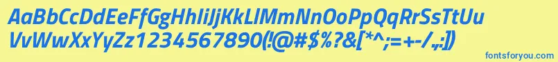 TitilliumwebBolditalic Font – Blue Fonts on Yellow Background