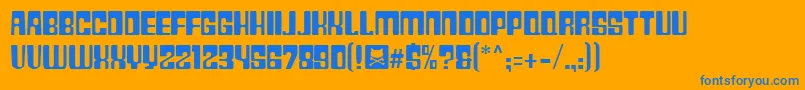PlasticNo.28-Schriftart – Blaue Schriften auf orangefarbenem Hintergrund