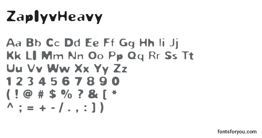 A fonte ZaplyvHeavy – alfabeto, números, caracteres especiais