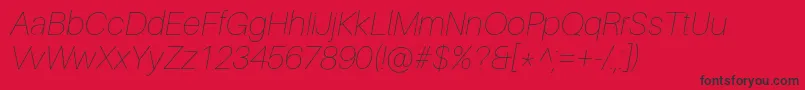 フォントAileronUltralightitalic – 赤い背景に黒い文字