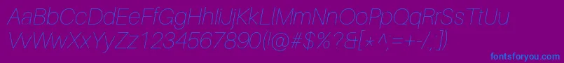 AileronUltralightitalic Font – Blue Fonts on Purple Background