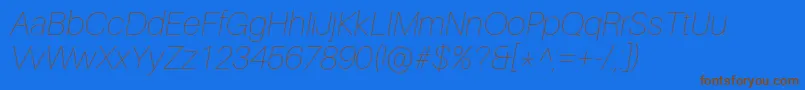 AileronUltralightitalic Font – Brown Fonts on Blue Background