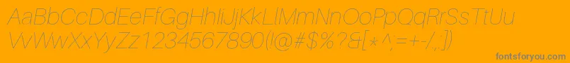 AileronUltralightitalic-Schriftart – Graue Schriften auf orangefarbenem Hintergrund