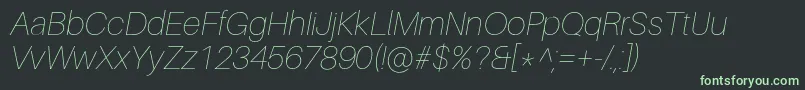 フォントAileronUltralightitalic – 黒い背景に緑の文字