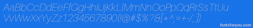 AileronUltralightitalic-fontti – vaaleanpunaiset fontit sinisellä taustalla