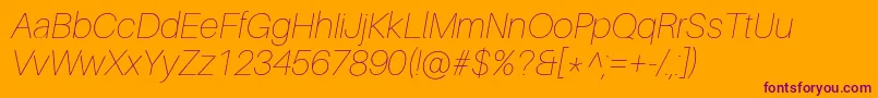 AileronUltralightitalic Font – Purple Fonts on Orange Background