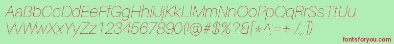 AileronUltralightitalic Font – Red Fonts on Green Background