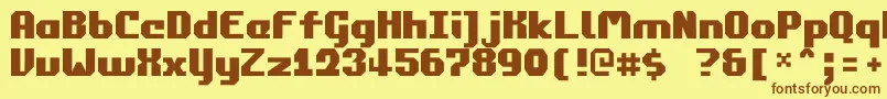 フォントCommonwealth2 – 茶色の文字が黄色の背景にあります。