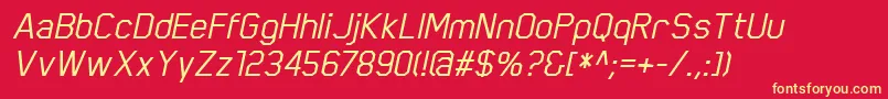 Fonte ScriberMediumitalic – fontes amarelas em um fundo vermelho
