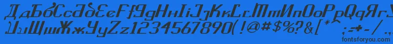 Шрифт KremlinSovietItalic – чёрные шрифты на синем фоне