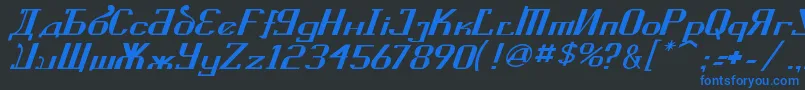 KremlinSovietItalic Font – Blue Fonts on Black Background