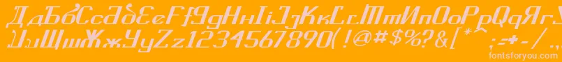 フォントKremlinSovietItalic – オレンジの背景にピンクのフォント