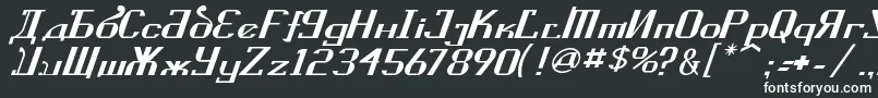 KremlinSovietItalic-fontti – valkoiset fontit mustalla taustalla