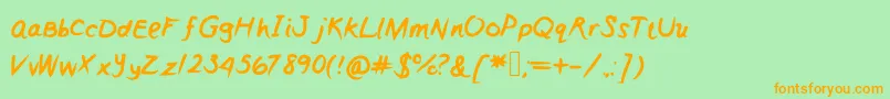 Girly Font – Orange Fonts on Green Background