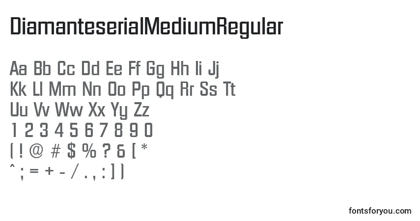 Czcionka DiamanteserialMediumRegular – alfabet, cyfry, specjalne znaki