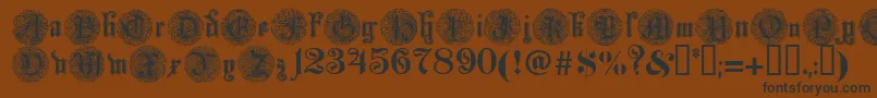 Monarchia-Schriftart – Schwarze Schriften auf braunem Hintergrund