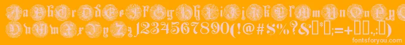Monarchia-fontti – vaaleanpunaiset fontit oranssilla taustalla