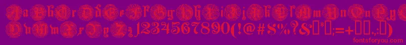 フォントMonarchia – 紫の背景に赤い文字