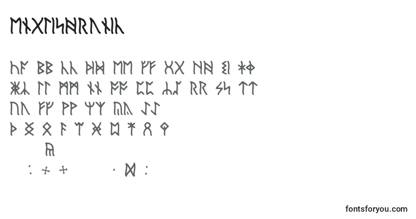 Czcionka EnglishRunic – alfabet, cyfry, specjalne znaki