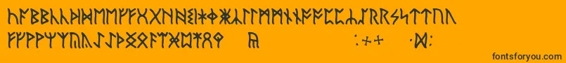 EnglishRunic-Schriftart – Schwarze Schriften auf orangefarbenem Hintergrund