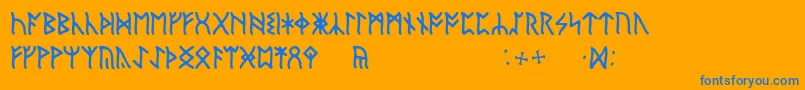 EnglishRunic Font – Blue Fonts on Orange Background