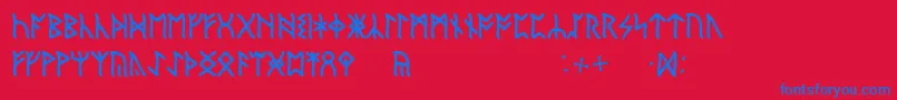 Fonte EnglishRunic – fontes azuis em um fundo vermelho