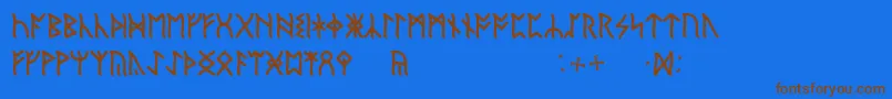 EnglishRunic-Schriftart – Braune Schriften auf blauem Hintergrund